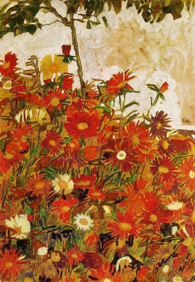 Egon Schiele Field of Flowers